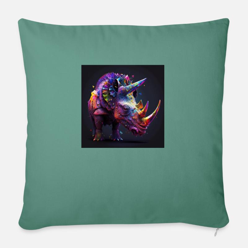 Farbiger Triceratops, einzigartiges Design - Sofakissen mit Füllung 45 x 45 cm - Tanngrün