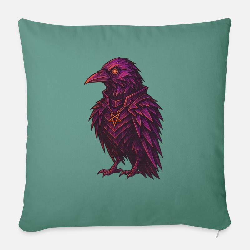 Gothic Krähe/Rabe - Sofakissen mit Füllung 45 x 45 cm - Tanngrün