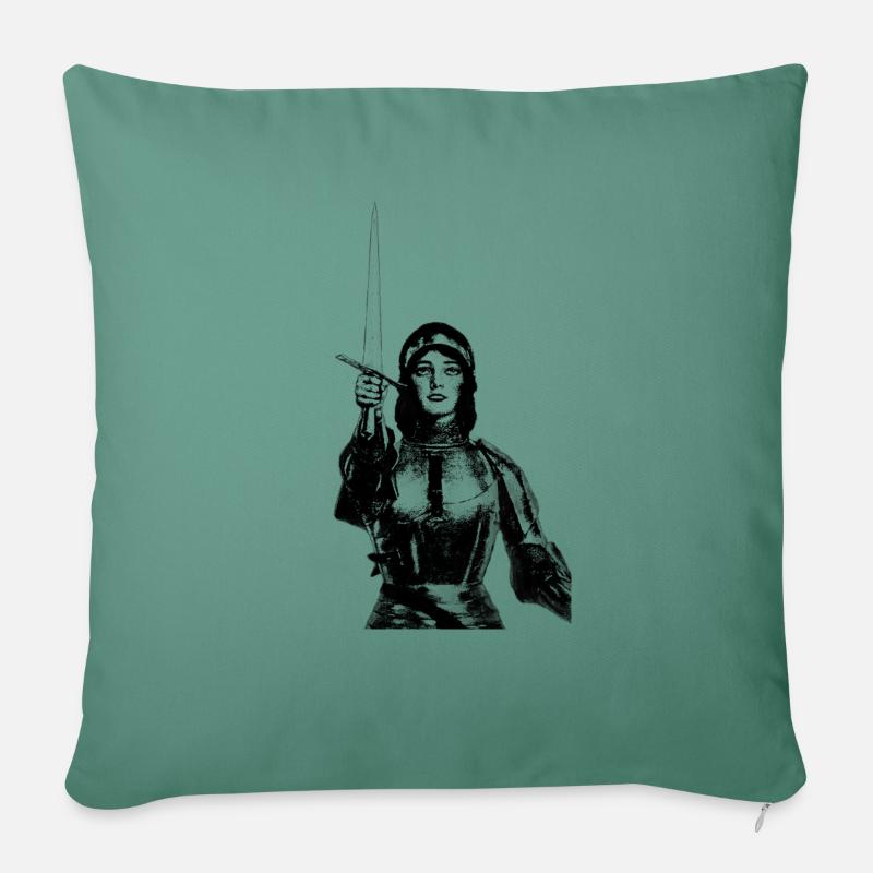 Sainte Jeanne d’Arc - Coussin et housse de 45 x 45 cm - vert sapin