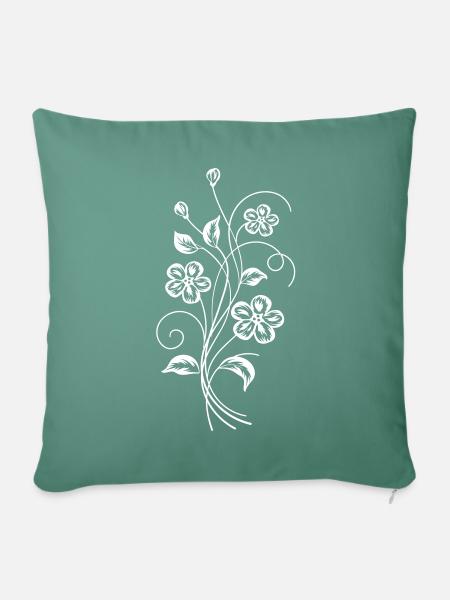 Blumenranke, Flowers - Sofakissen mit Füllung 45 x 45 cm - Tanngrün