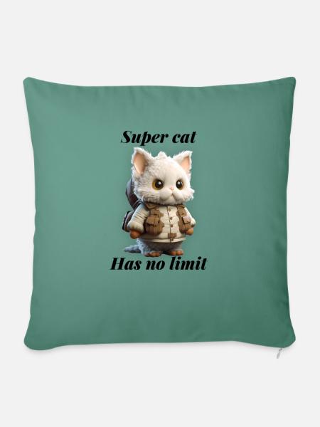 Superkatze kennt keine Grenzen - Sofakissen mit Füllung 45 x 45 cm - Tanngrün