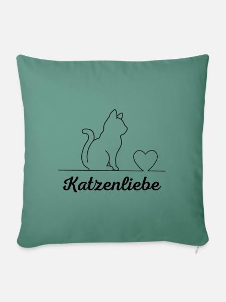 Katzenliebe - Sofakissen mit Füllung 45 x 45 cm - Tanngrün