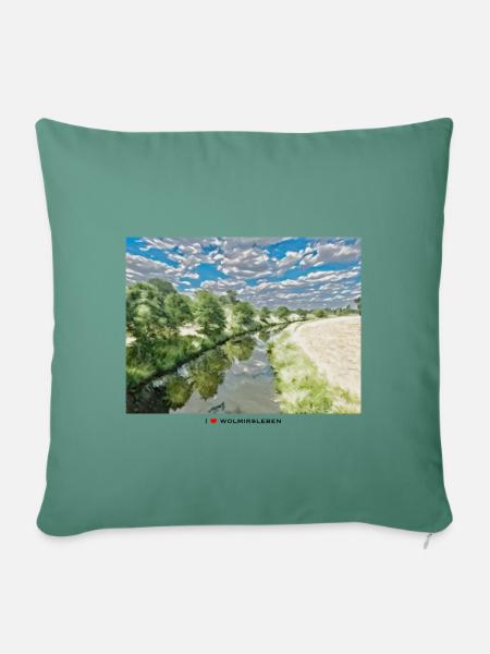 Bodeblick heller Stoff - Sofakissen mit Füllung 45 x 45 cm - Tanngrün