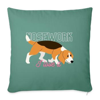I train NOSEWORK - I love it - Sofa pillow with filling 45cm x 45cm - cypress green - Front
