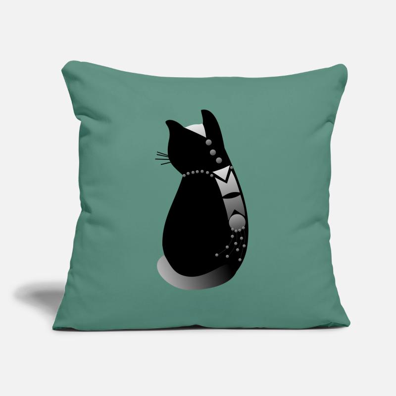 Chat noir tendre et décoré Coussin et housse de 45 x 45 cm