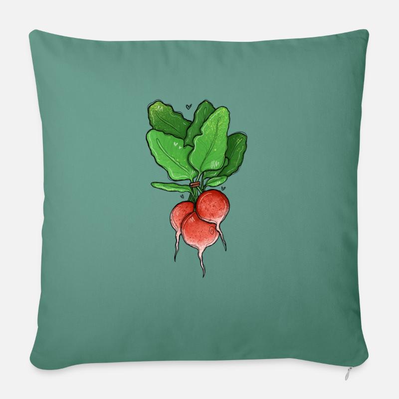 Radieschen Illustration - Sofakissen mit Füllung 45 x 45 cm - Tanngrün