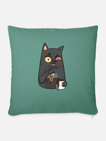 KOFFEIN KATZEN - Sofakissen mit Füllung 45 x 45 cm - Tanngrün