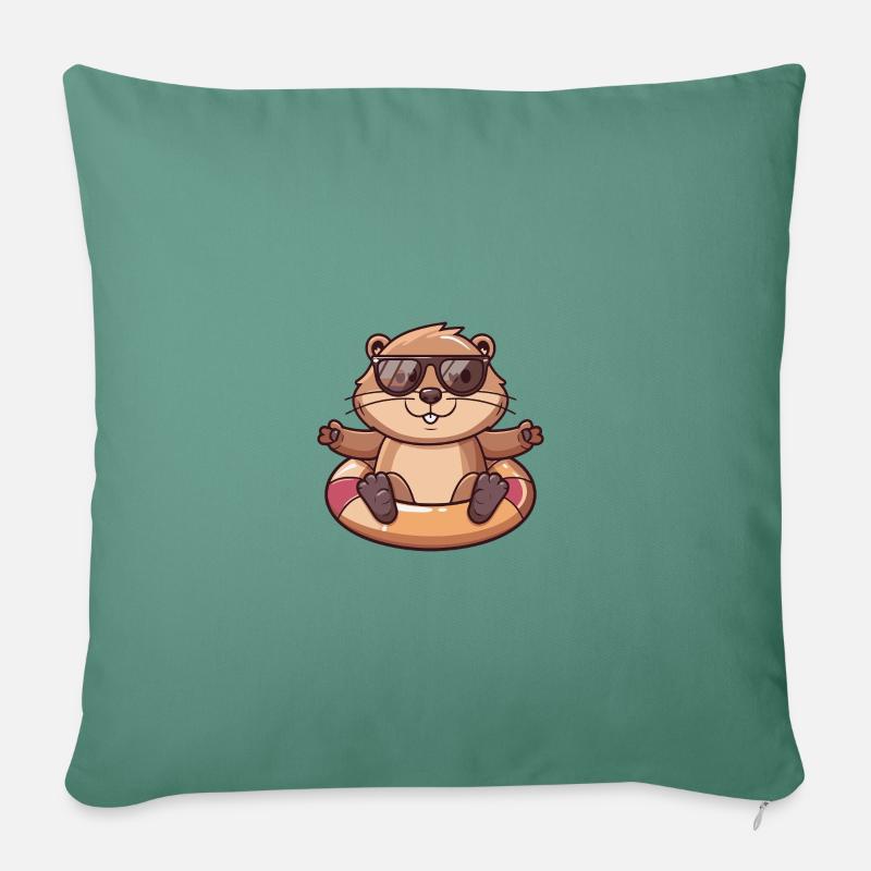 Biber Comic Cool - Sofakissen mit Füllung 45 x 45 cm - Tanngrün