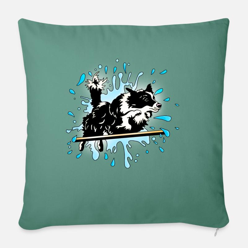 border collie agility splash - Coussin et housse de 45 x 45 cm - vert sapin