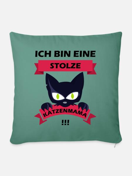 Stolze Katzenmama - Sofakissen mit Füllung 45 x 45 cm - Tanngrün