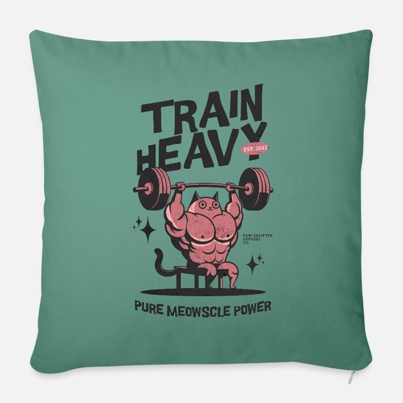 Biceps de chat : montrez votre force avec style - Coussin et housse de 45 x 45 cm - vert sapin