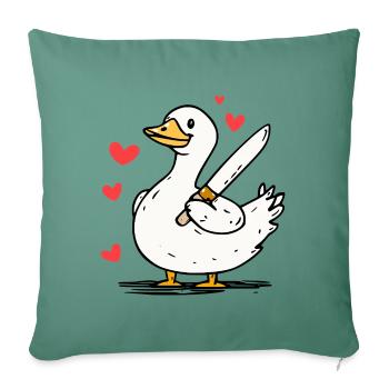 Lustige Gans mit Messer Anti Valentins Shirt - Sofakissen mit Füllung 45 x 45 cm - Tanngrün - Vorne