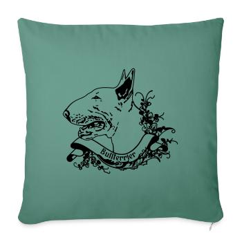 Bullterrier an Retro Banner - Sofakissen mit Füllung 45 x 45 cm - Tanngrün - Vorne