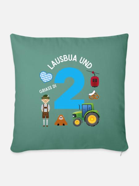 Lausbua und 2 - Sofakissen mit Füllung 45 x 45 cm - Tanngrün