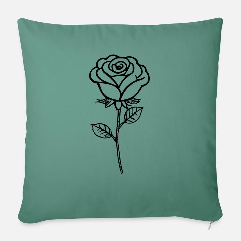 Rose comme graphique vectoriel - Coussin et housse de 45 x 45 cm - vert sapin