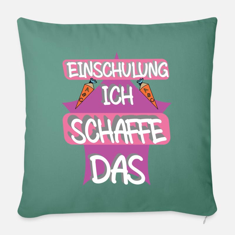Einschulung ich schaffe das - Sofakissen mit Füllung 45 x 45 cm - Tanngrün
