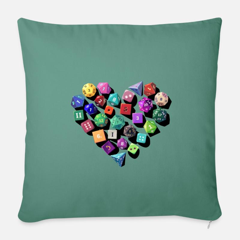 Stylo et cube de papier Cœur - Coussin et housse de 45 x 45 cm - vert sapin