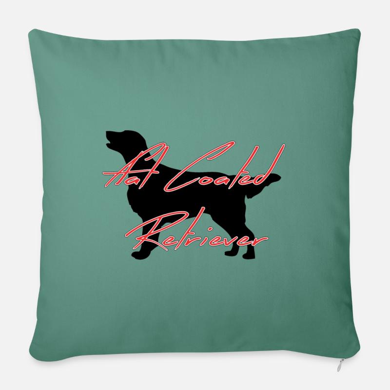 Flat Coated Retriever - Coussin et housse de 45 x 45 cm - vert sapin