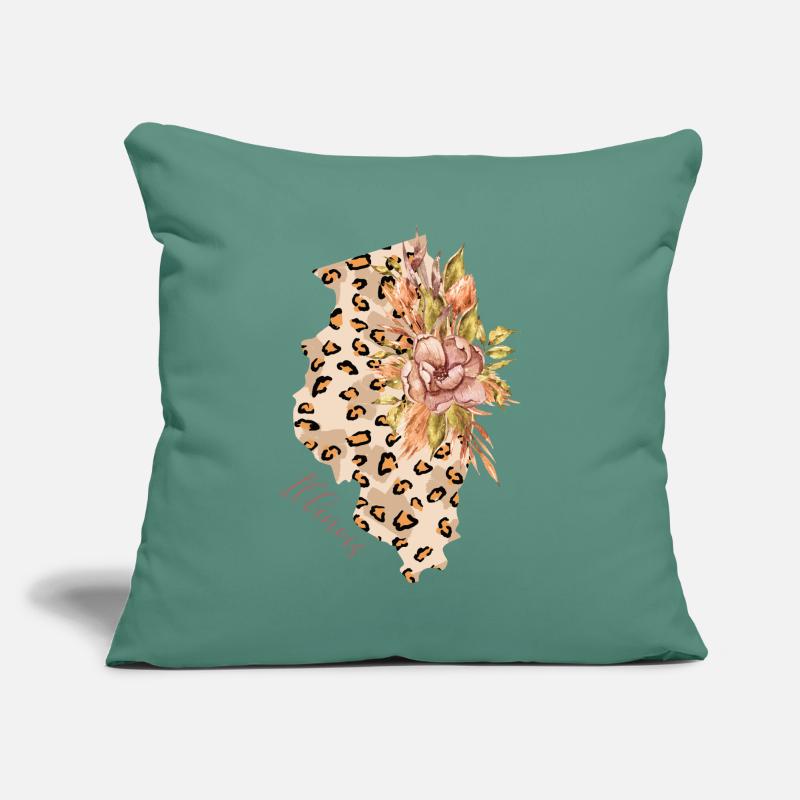 Illinois Leopard-pattern Map Leo State Sofa pillow with filling 45cm x 45cm