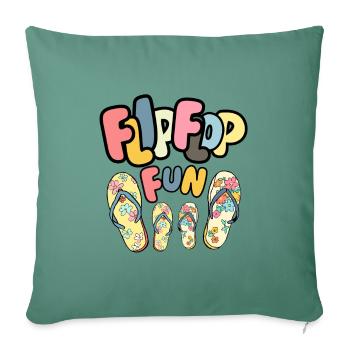 FLIP FLOP with flowers - Sofa pillow with filling 45cm x 45cm - cypress green - Front