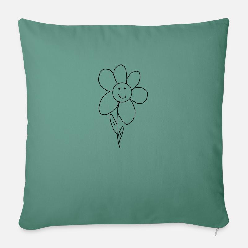 Blumengesicht - Sofakissen mit Füllung 45 x 45 cm - Tanngrün