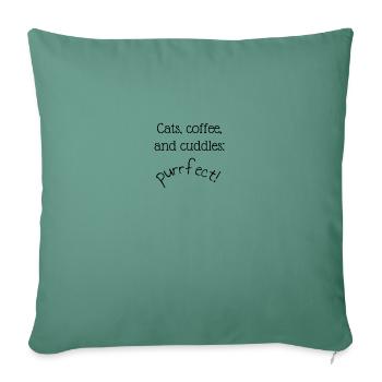Purrfect: cat and coffee lovers - Coussin et housse de 45 x 45 cm - vert sapin - Devant