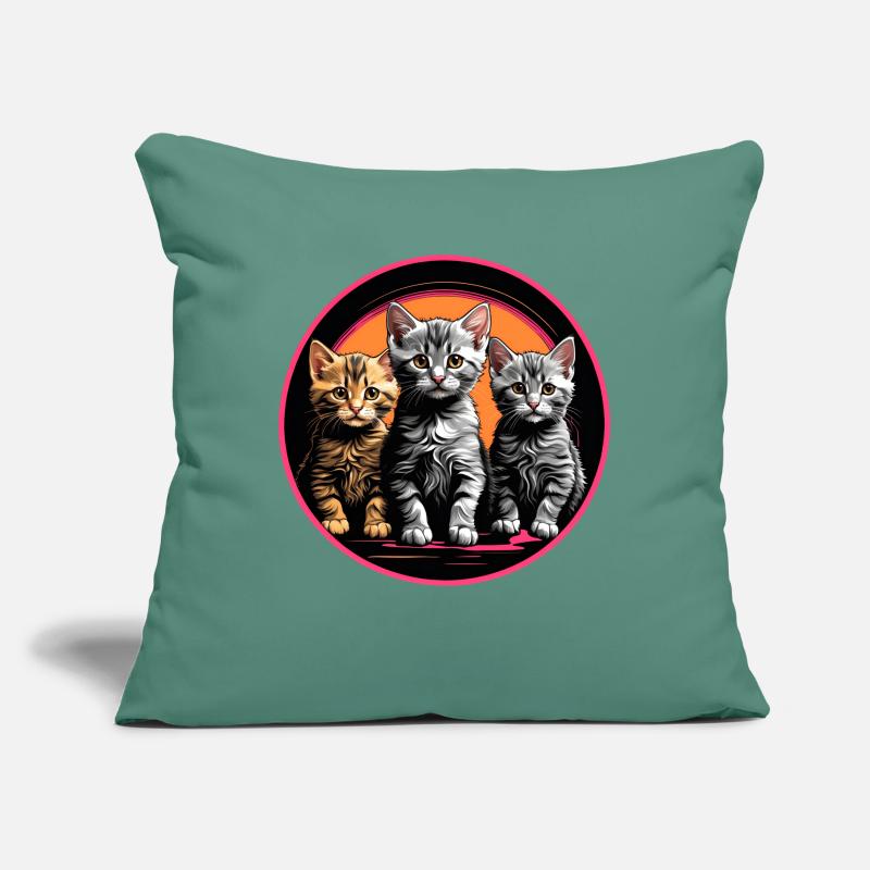 Three cute kittens in a round frame Sofa pillow with filling 45cm x 45cm