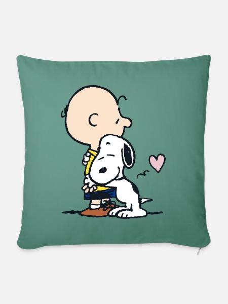 Peanuts Snoopy Umarmt Charlie Brown - Sofakissen mit Füllung 45 x 45 cm - Tanngrün