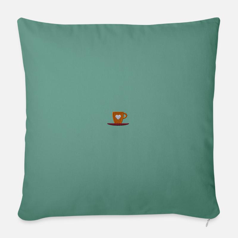 Kaffeetasse bestickt - Sofakissen mit Füllung 45 x 45 cm - Tanngrün