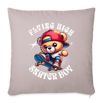 Skater Teddybär auf Skateboard - Sofakissen mit Füllung 45 x 45 cm - helles Taupe - Vorne