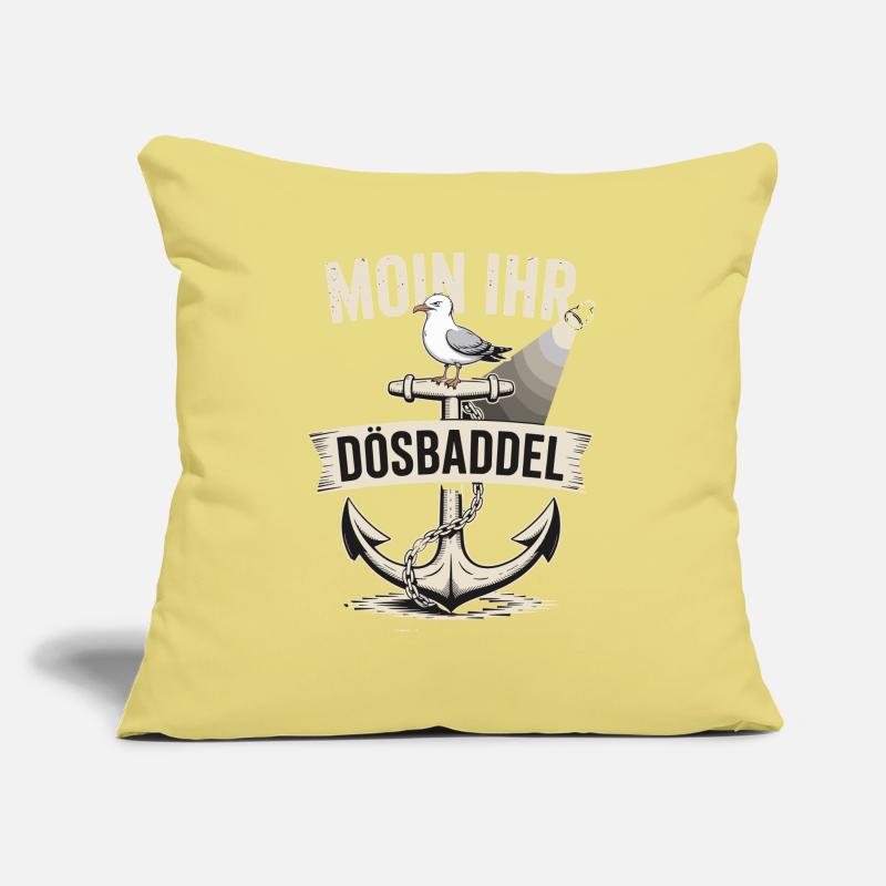  Moin Ihr Dösbaddel Maritimer Spruch Möwe Anker Sofakissen mit Füllung 45 x 45 cm