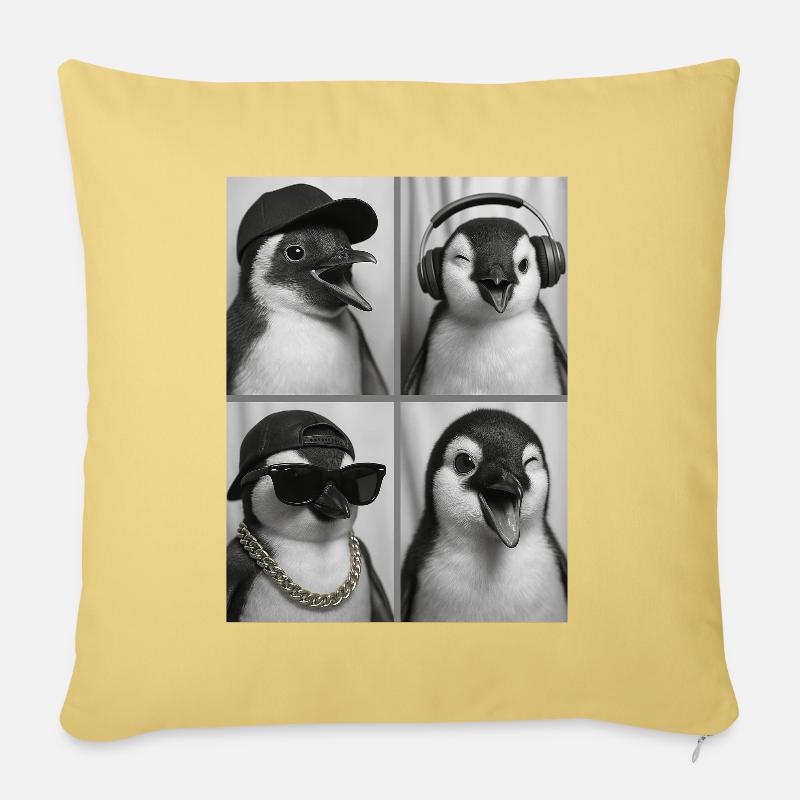 Pinguin - Sofakissen mit Füllung 45 x 45 cm - Hellgelb
