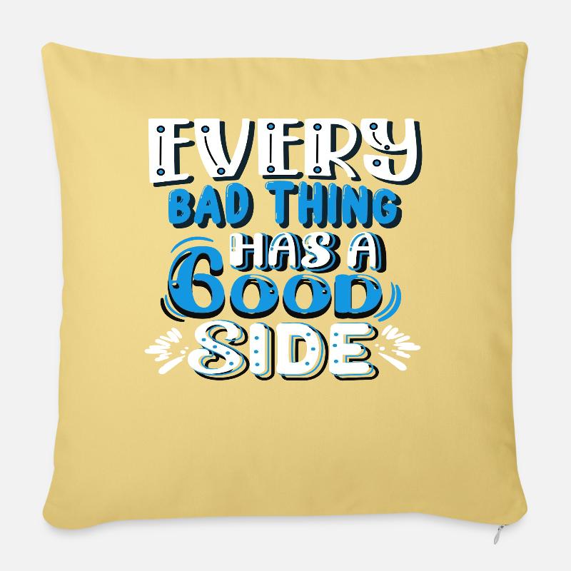 Chaque Mauvaise Chose a Son Bon Côté - Coussin et housse de 45 x 45 cm - jaune délavé