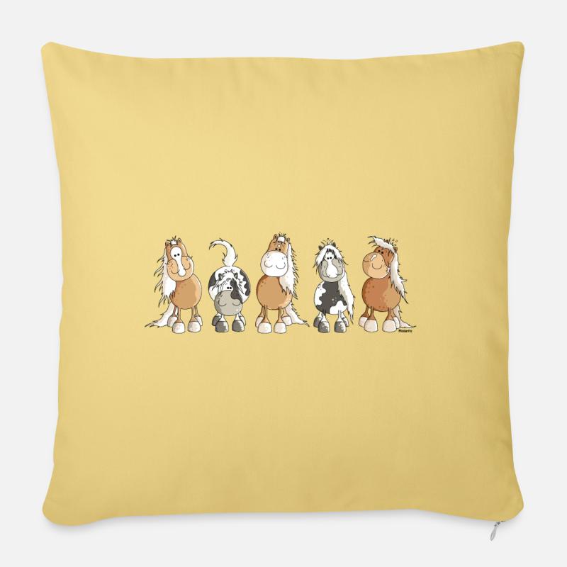 Funny Horses - Pferde - Pferd - Sofakissen mit Füllung 45 x 45 cm - Hellgelb
