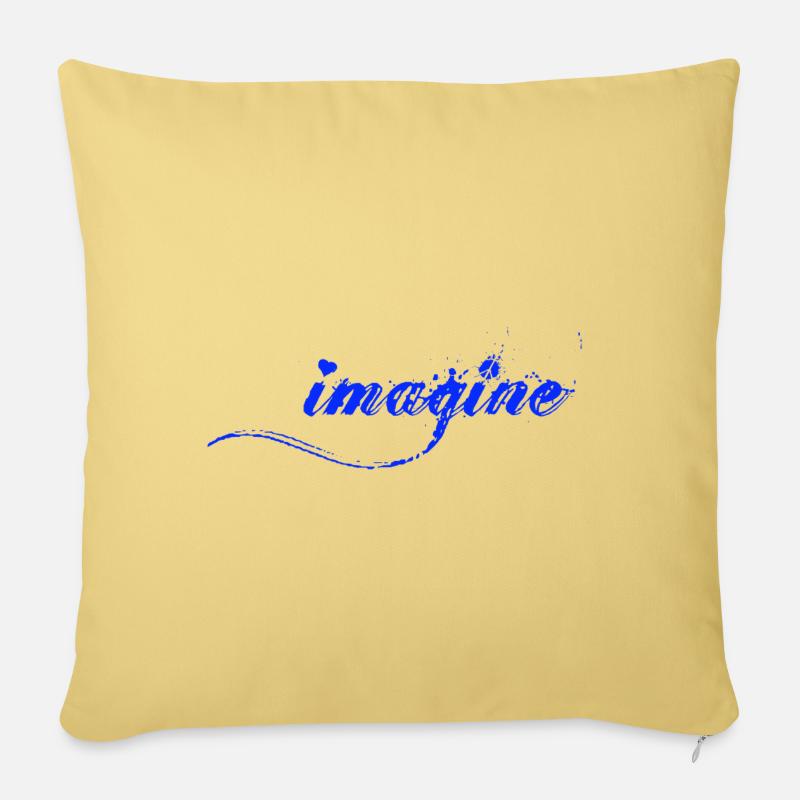 Imagine Blaue Farbklecks Script - Sofakissen mit Füllung 45 x 45 cm - Hellgelb