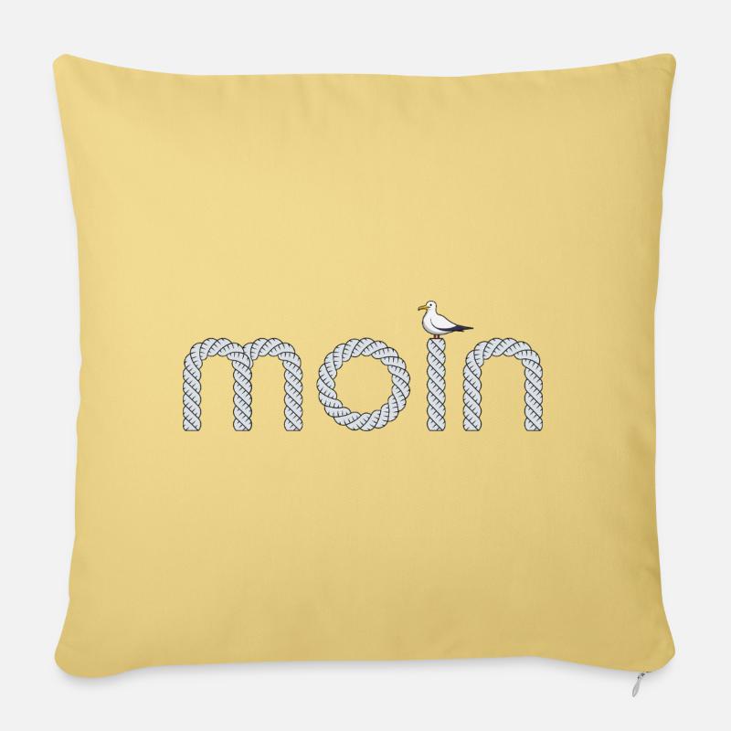 Moin Schriftzug mit kleiner Möwe - Sofakissen mit Füllung 45 x 45 cm - Hellgelb