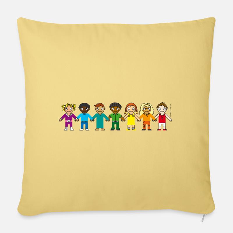 Kindertasse REGENBOGEN Schulanfang Kindergarten - Sofakissen mit Füllung 45 x 45 cm - Hellgelb