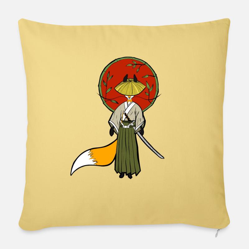 Samurai Fuchs - Sofakissen mit Füllung 45 x 45 cm - Hellgelb