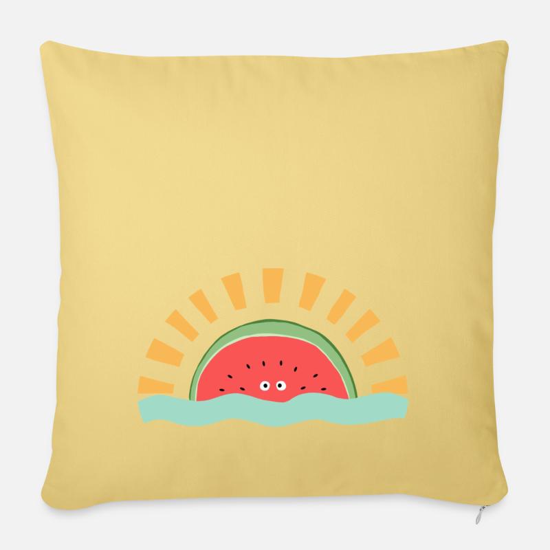 Lever de soleil à la pastèque - Coussin et housse de 45 x 45 cm - jaune délavé