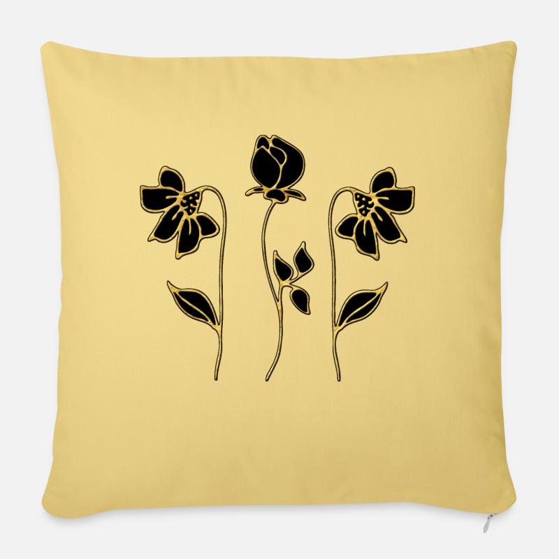 Blumen - Sofakissen mit Füllung 45 x 45 cm - Hellgelb