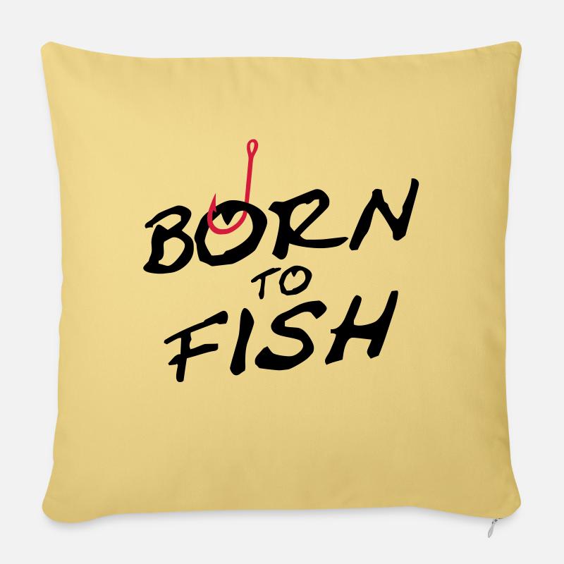 born_to_fish - Sofakissen mit Füllung 45 x 45 cm - Hellgelb
