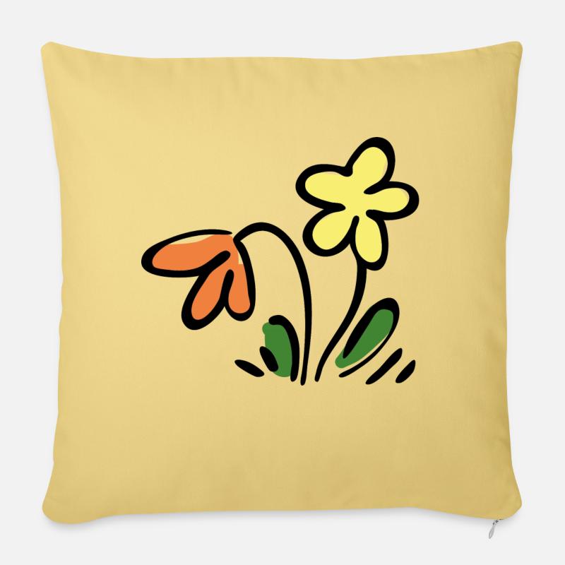 Blumen - Sofakissen mit Füllung 45 x 45 cm - Hellgelb