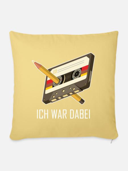 Kassette Bleistift 80er 90er Erinnerung Geschenk - Sofakissen mit Füllung 45 x 45 cm - Hellgelb