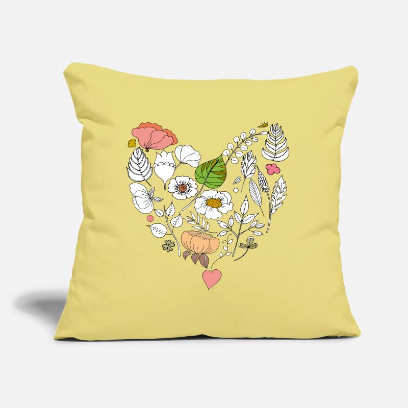 cuore floreale Cuscino da divano 45 x 45 cm con riempimento