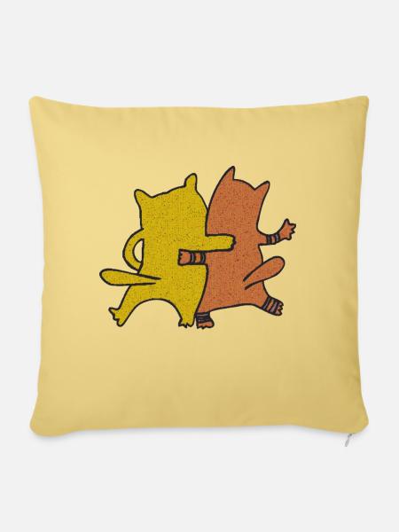katzenfreunde textil - Sofakissen mit Füllung 45 x 45 cm - Hellgelb