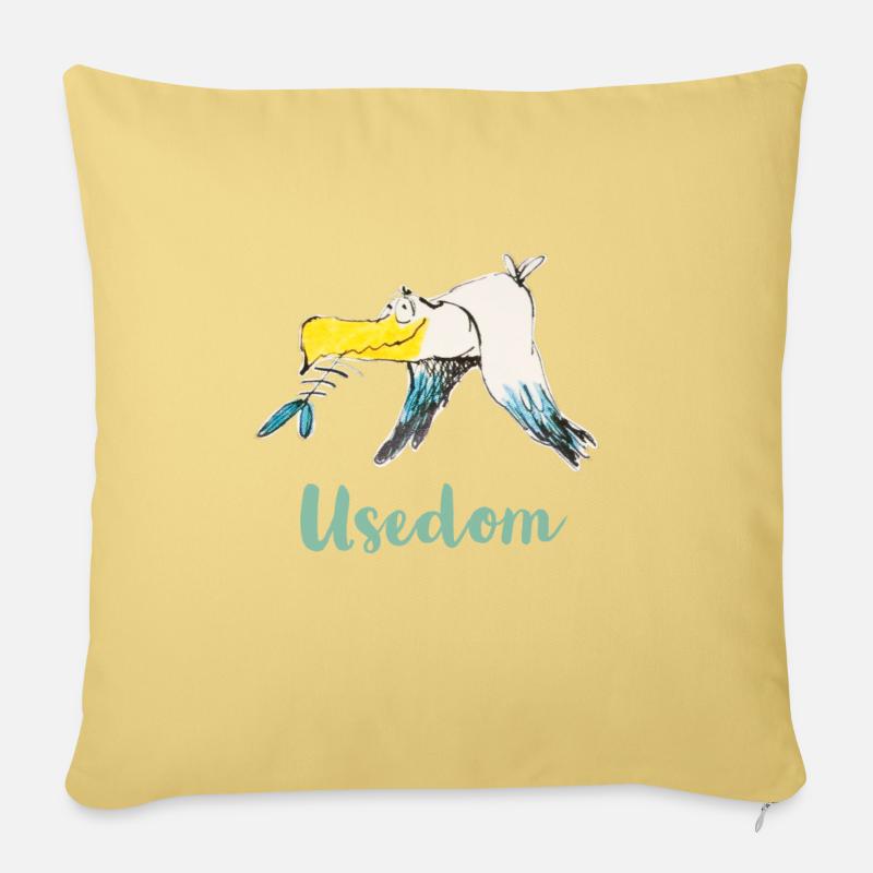 Moewe drôle d'Usedom - Coussin et housse de 45 x 45 cm - jaune délavé