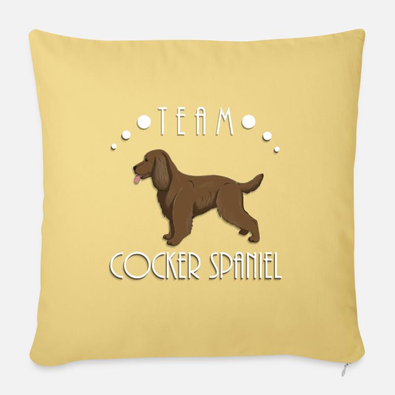 Team Cocker Spaniel - Liver - Sofa pillow with filling 45cm x 45cm - washed yellow