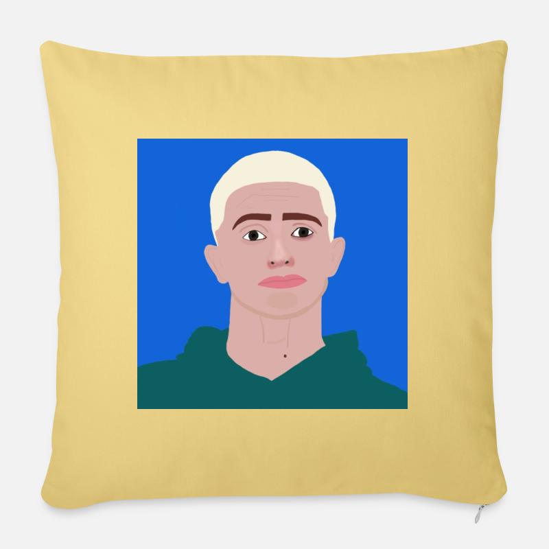 Dessin numérique Michou - Coussin et housse de 45 x 45 cm - jaune délavé
