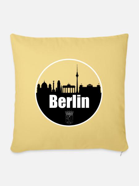Berlin Transparenz Skyline - Sofakissen mit Füllung 45 x 45 cm - Hellgelb