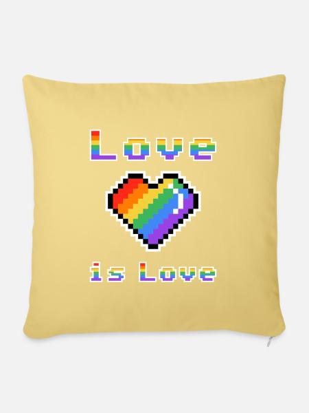 Pixelherz Regenbogen Liebe - Sofakissen mit Füllung 45 x 45 cm - Hellgelb